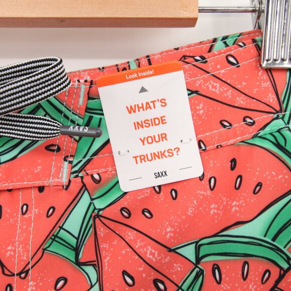 SAXX Swim Trunks Board Shorts Swim Wear Betawave 2N1 Red Watermelon Ballpark 34 - Picture 2 of 10